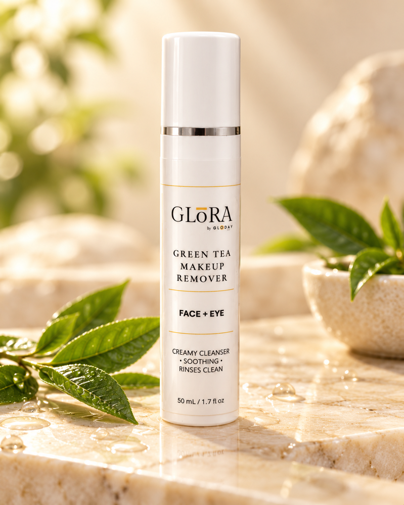 GLORA Green Tea Makeup Remover styled for a daily cleansing ritual